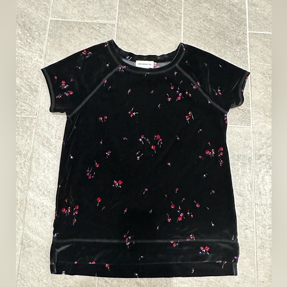 Liz Claiborne Tops - Liz Claiborne | Short Sleeve Black Velvet | Floral Top Small